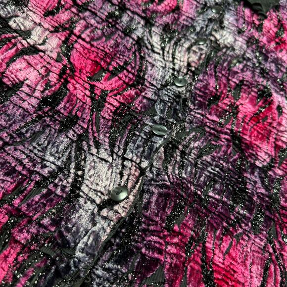 Vintage 80s 90s Alberto Makali Collared Cardigan Womens XL Burnout Buttons Party - Picture 2 of 10